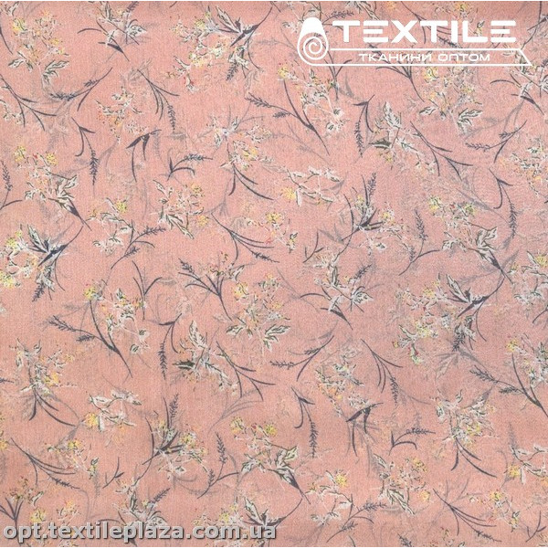 Шифон крэш цветной 4095D164C2 цветы бело-желтые, пудровый