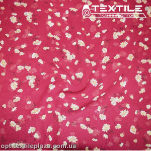 Шифон цветной 4019D8C3 цветы пудровые, красный