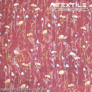 Шифон крэш цветной 4095D185C3 цветы белые, бордовый