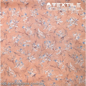 Шифон крэш цветной 4095D164C3 цветы бело-голубые, золотисто-бежевый