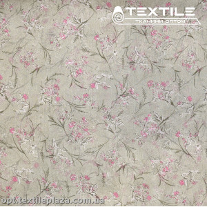 Шифон крэш цветной 4095D164C4 цветы бело-розовые, фисташковый