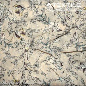 Шифон жаккард цветной 4074D261C1 Uragiri dott цветы белые, пудровый