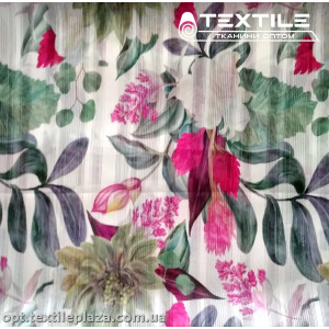 Шифон люрекс цветной 3806D1C1 цветы красные, белый