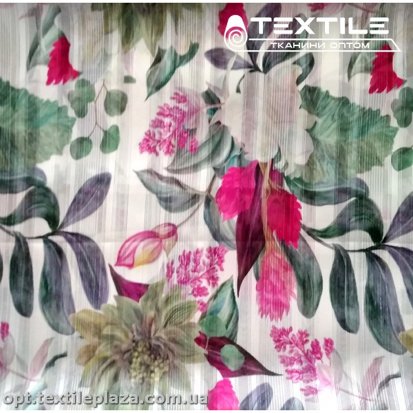 Шифон люрекс цветной 3806D1C1 цветы красные, белый