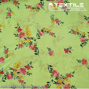 Шифон цветной 3831D9C4 цветы розовые, салатовый