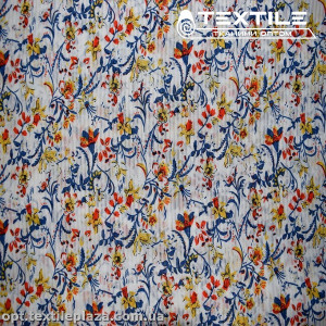 Шифон цветной 3166D8C1 Dobby цветы красно-синие, белый