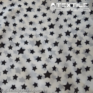 Шифон цветной 3808D1C1 звезды черные, белый