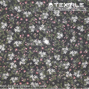 Шифон крэш цветной 4095D183C2 цветы бело-розовые, черный