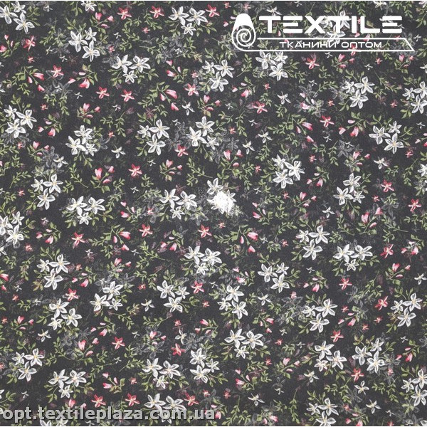 Шифон крэш цветной 4095D183C2 цветы бело-розовые, черный