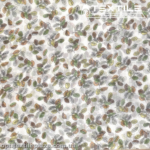 Шифон крэш цветной 4095D170C1 листья, белый