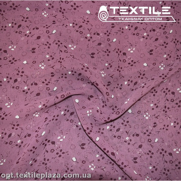Шифон цветной 4019D2C2 цветы бордово-белые, лиоловый