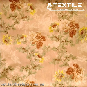 Шифон люрекс цветной 3805D1C1 цветы карамельные, бежевый