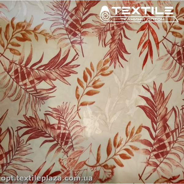 Супер софт листья 3811D1C1 кирпичные, твил молочный