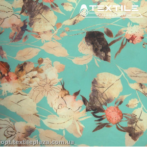 Супер софт цветы 3863D15C2 бежевые, бирюзовый