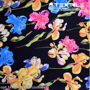 Супер софт цветы 3930D5C1 желто-голубые, черный