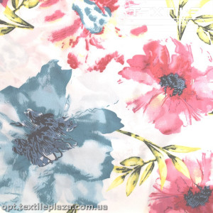 Супер софт цветы 3810D21C1 красно-голубые, белый