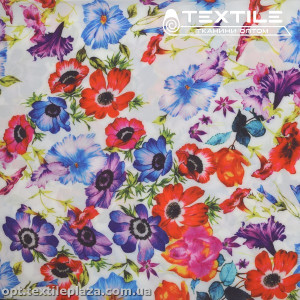 Супер софт цветы 3810D17C1 красно-голубые, белый