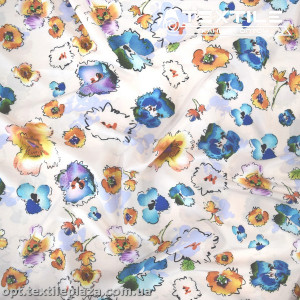 Супер софт цветы 4077D110C1 оранжево-голубые, пудровый