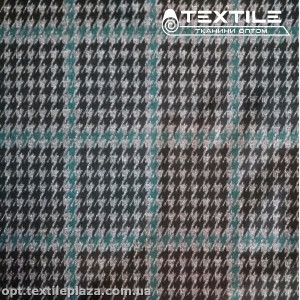 Трикотаж демисезонный цветной 3994D488C2 гусиная лапка, ментолово-черный