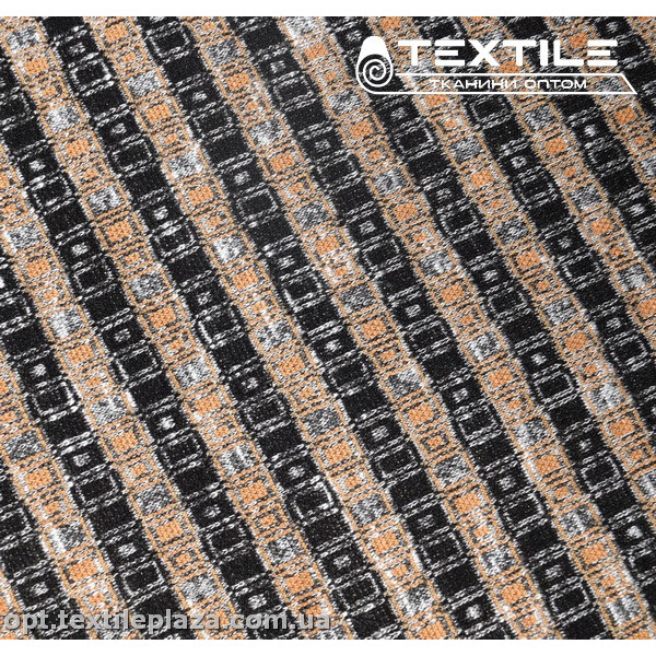 Трикотаж демисезонный цветной 3749D5C1 полоска, оранжево-черный