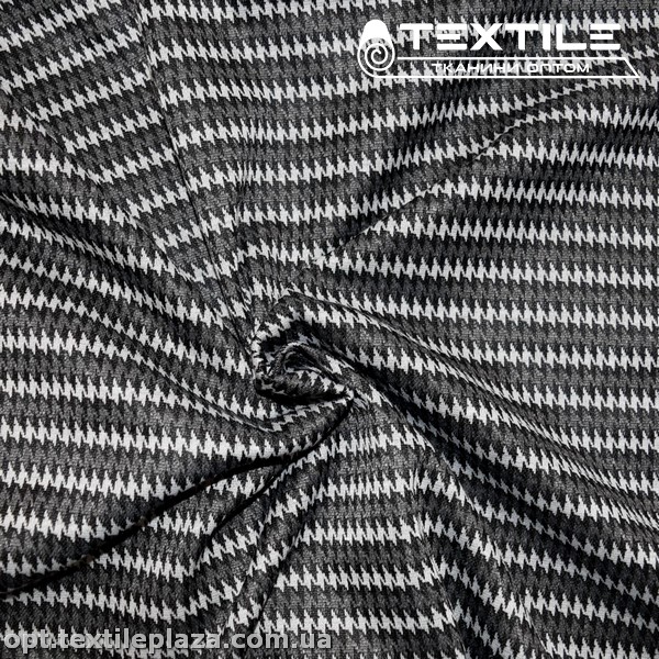Трикотаж демисезонный цветной 3767D14C1 гусиная лапка, серо-черный