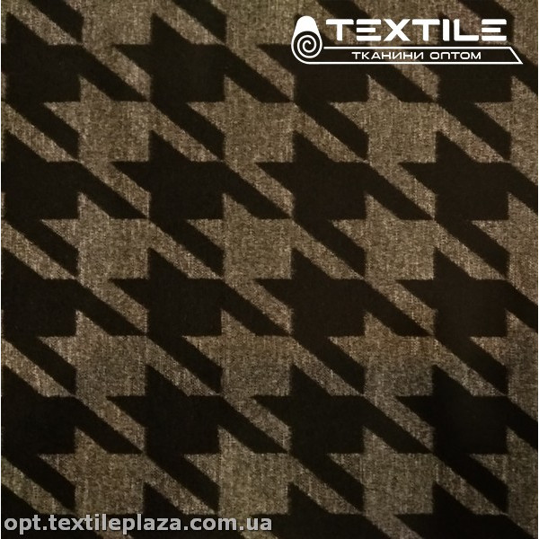 Трикотаж демисезонный цветной 3994D486C4 гусиная лапка, серо-черный