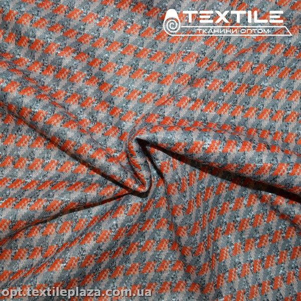 Трикотаж демисезонный цветной 3836D22C1 гусиная лапка, оранжево-серый