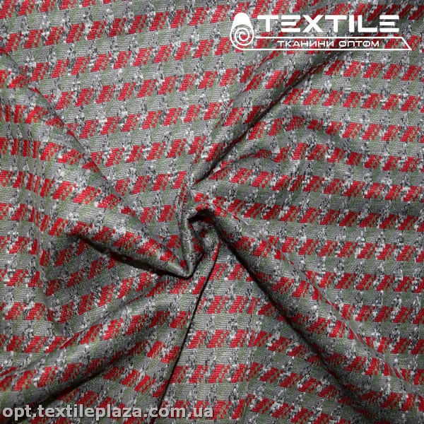 Трикотаж демисезонный цветной 3836D22C2 гусиная лапка, красно-серый