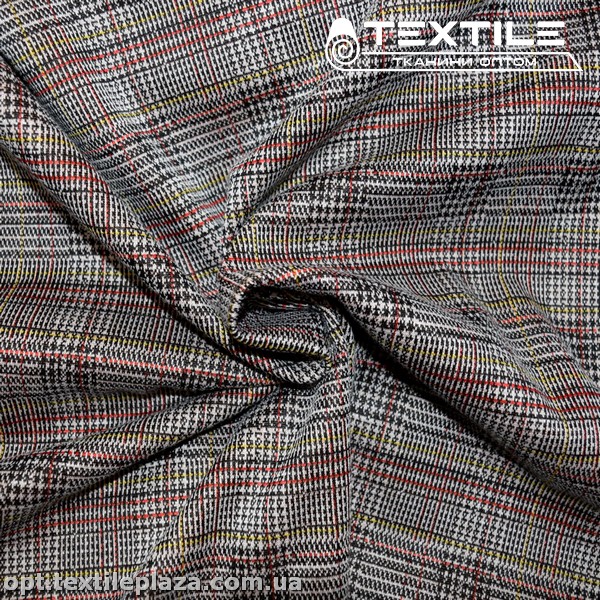 Трикотаж демисезонный цветной 3767D10C1 клетка, красно-серый