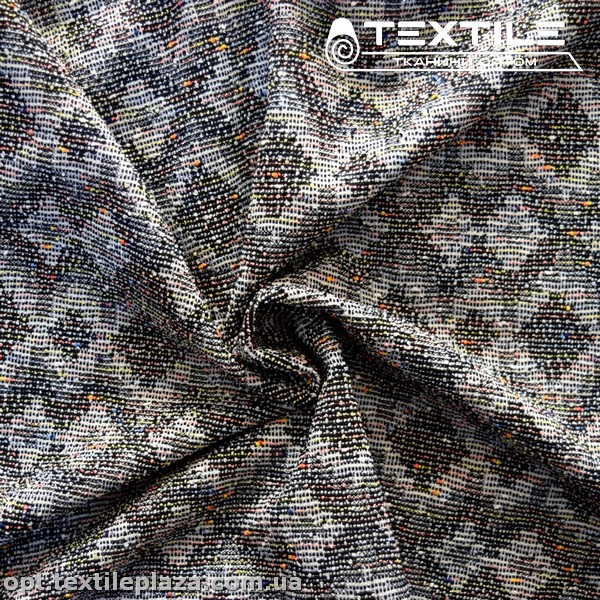 Трикотаж жаккард демисезонный 3761D2C узор, серый