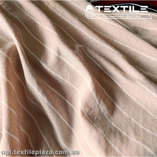 Трикотаж летний цветной 3536D1C11 полоска, бежевый