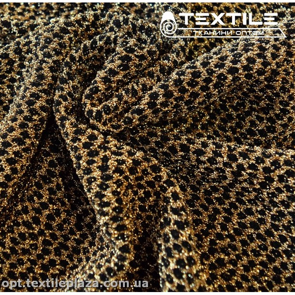 Трикотаж люрекс нарядный 61352D2C2 жаккард, золотисто-черный