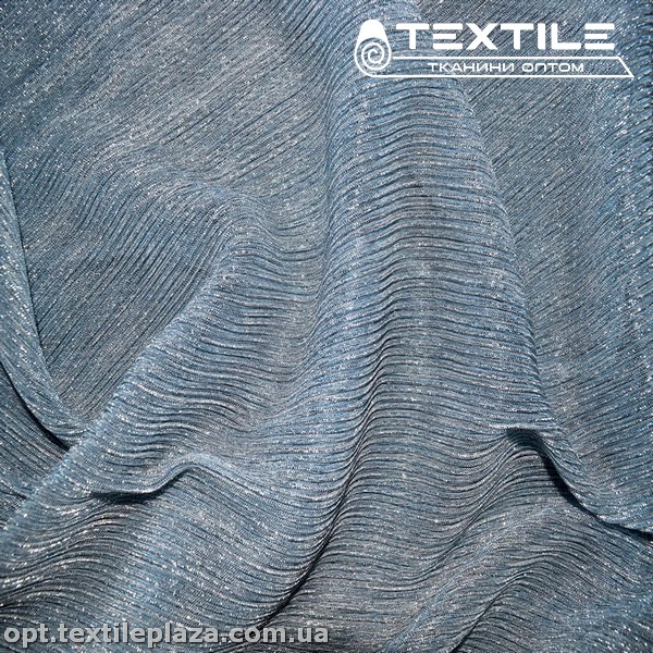 Трикотаж люрекс нарядный 3152D1C2 гофре, серо-голубой