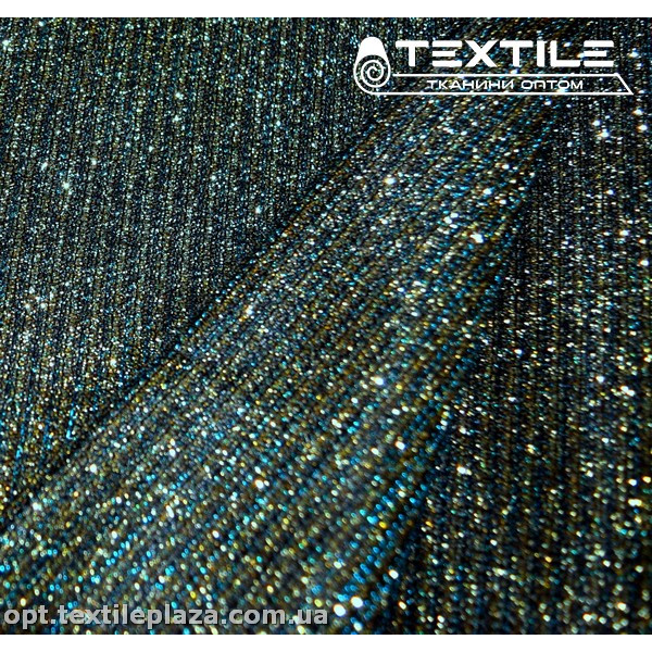 Трикотаж люрекс нарядный 4171D1C7 золотисто-бирюзовый