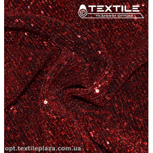 Трикотаж люрекс нарядный 6153D1C4 гофре, пайетки, красный