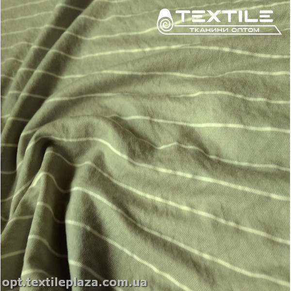 Трикотаж летний цветной 3536D1C10 полоска, светло-оливковый