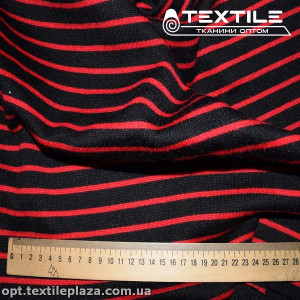Трикотаж зимний цветной 3303D1C2 полоска, черно-красный