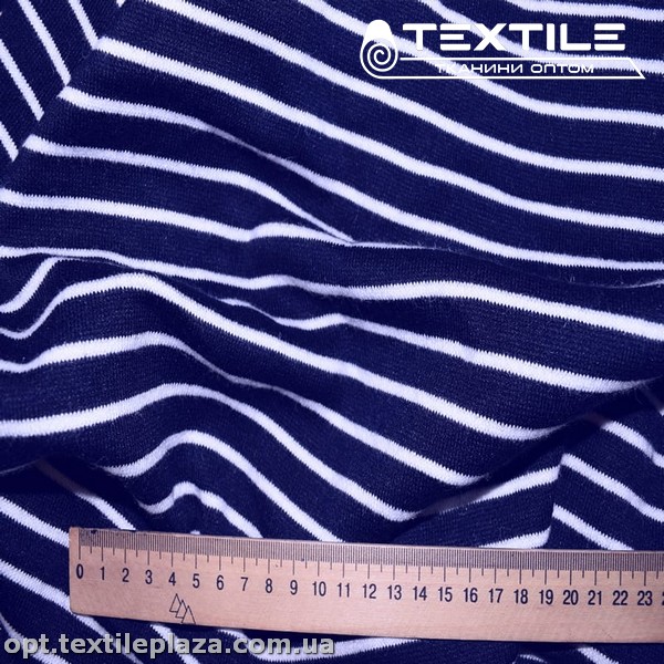 Трикотаж зимний цветной 3303D1C5 полоска, бело-синий