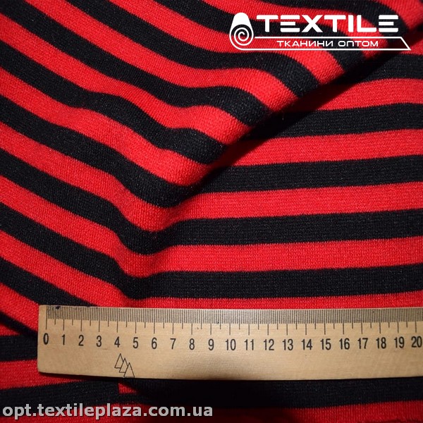 Трикотаж зимний цветной 3304D1C3 полоска, черно-красный