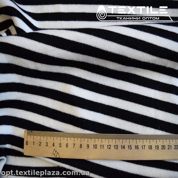 Трикотаж зимний цветной 3304D1C4 полоска, черно-белый