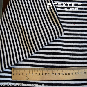 Трикотаж зимний цветной 3302D1C1 полоска, молочно-черный