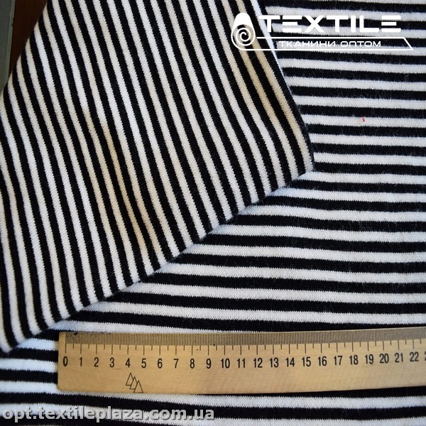 Трикотаж зимний цветной 3302D1C1 полоска, молочно-черный