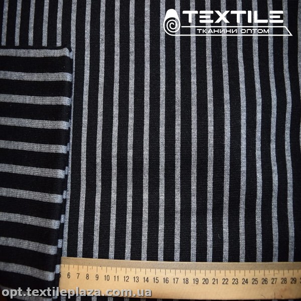Трикотаж зимний цветной 3366D2C1 полоска, серо-черный