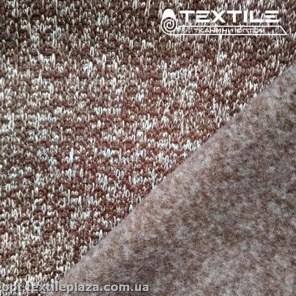 Трикотаж на флисе 11778C3 меланж, коричнево-белый