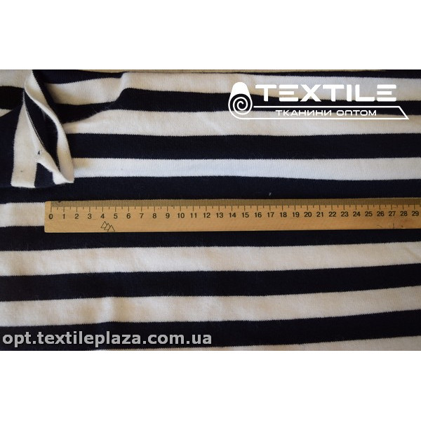 Трикотаж зимний цветной 3305D1C1 полоска, бело-синий