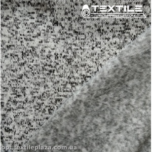 Трикотаж на флисе 11778C2 меланж, черно-белый