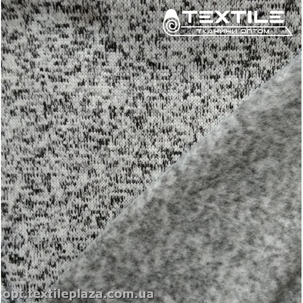 Трикотаж на флисе 11778C2 меланж, черно-белый