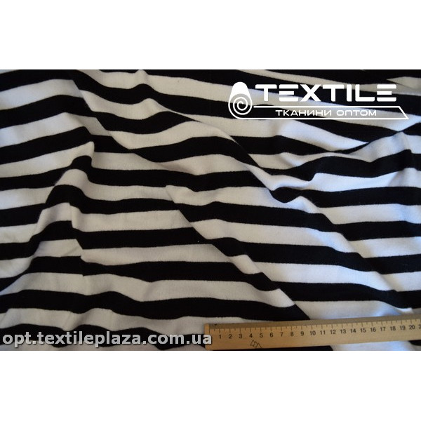 Трикотаж зимний цветной 3305D1C2 полоска, черно-белый