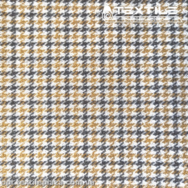 Трикотаж кашемир 4234D1C3 гусиная лапка, горчично-черный