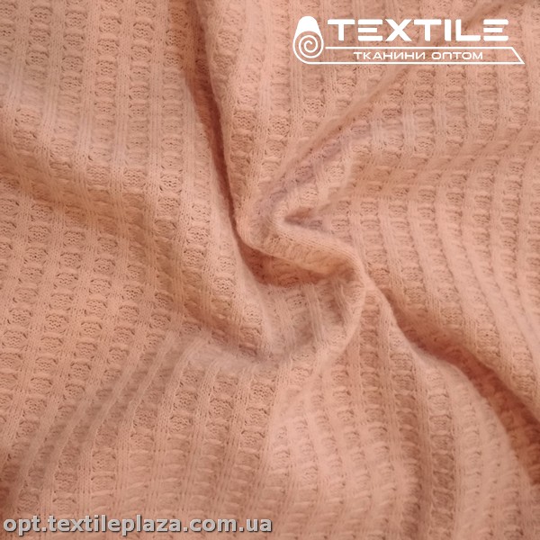 Трикотаж жаккард зимний 3345D73C2 вафелька, розовый